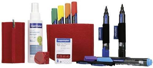 Magnetoplan Whiteboard Essentials Kit Rot mit PRO+ Markern, Wischer, Reiniger, Tray und Magneten - Bild 1