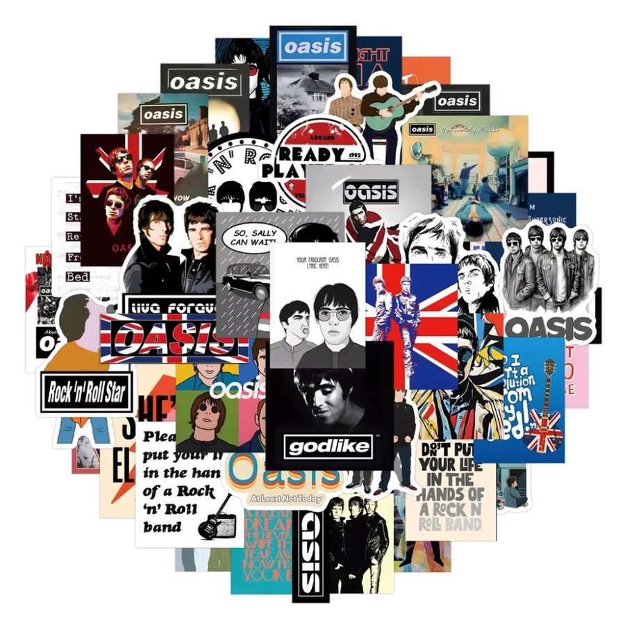LanLanStickersWorld Oasis British Rock Band Poster-Aufkleber, 50 Stück, Multicolor - Bild 6