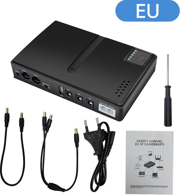 USV Unterbrechungsfreie Stromversorgung 1018L DC Backup für WIFI Router und Telefon, 5V 9V 12V, 36W, Schwarz - Bild 1