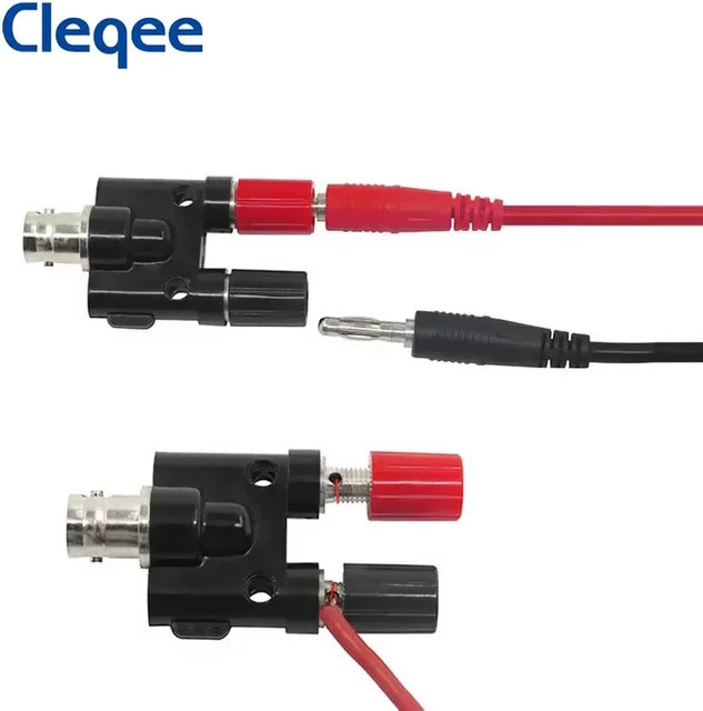 Cleqee P7008 BNC-Buchse auf Dual 4mm Bananenstecker RF-Adapter, Schwarz - Bild 1