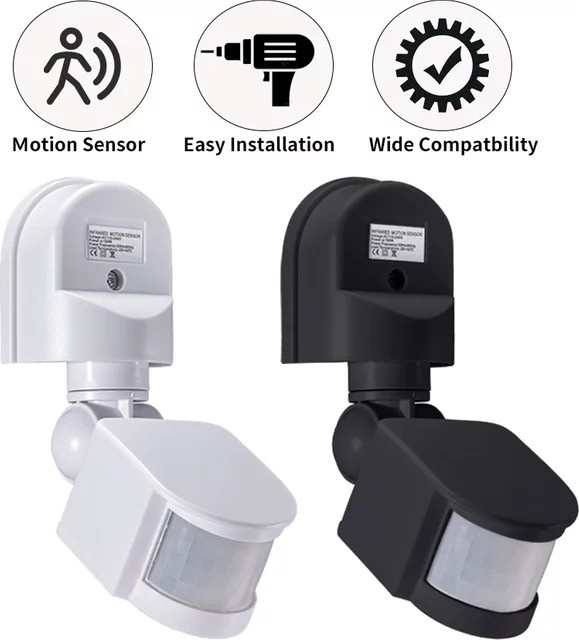 GGBEE PIR-Bewegungssensor in Schwarz als automatischer Infrarot-Lichtsensor für LED-Innenbeleuchtung (12 V, 110 V, 220 V) - Bild 1