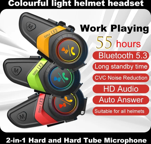 Velev LX3 Helm-Bluetooth-Headset Gelb mit BT5.0 Kabellosem Freisprechsystem und 1200mAh Akku - Bild 1