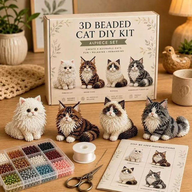 Fengtu Tierperlenstickerei-Set, Kleines Tierbastelset, Braun, Bunt / Mehrfarbig - Bild 1