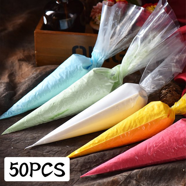 Venlohome Spritzbeutel Set aus Kunststoff für Kuchen und Cupcakes, 50 Stück, transparent - Bild 1