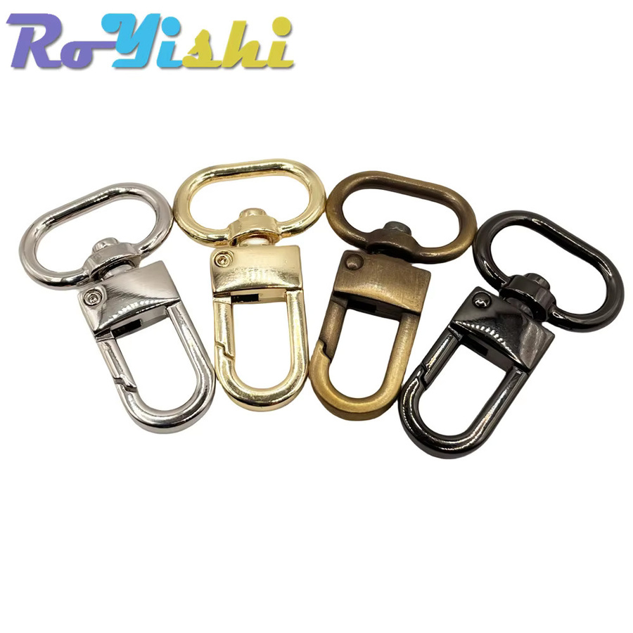 RoYishi Karabinerhaken Set aus Metall in Schwarz, 5er Paket, drehbare Schnallen für Lederbastelarbeiten und Taschen, 13-19mm - Bild 2