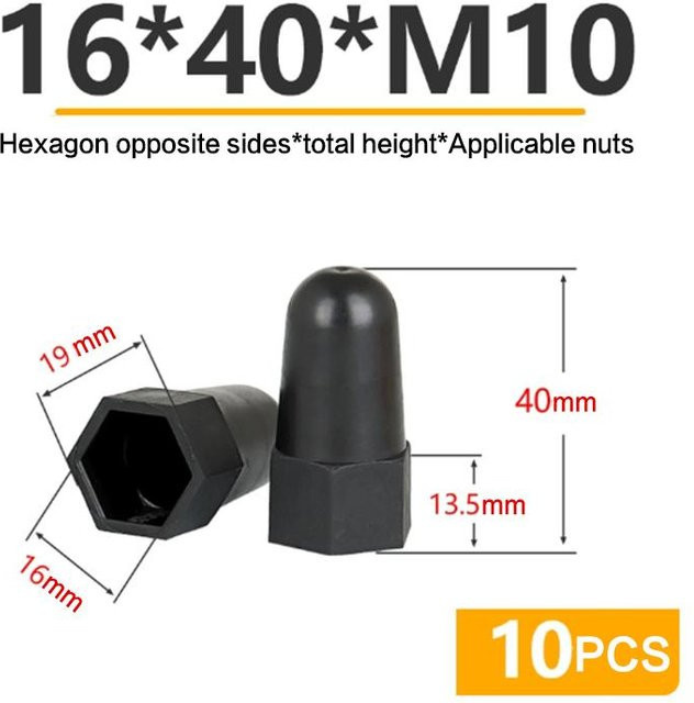 10 Stück Gardenny Sechskantmutterkappen aus Nylon in Schwarz für M6 M8 M10 M12 - Bild 1