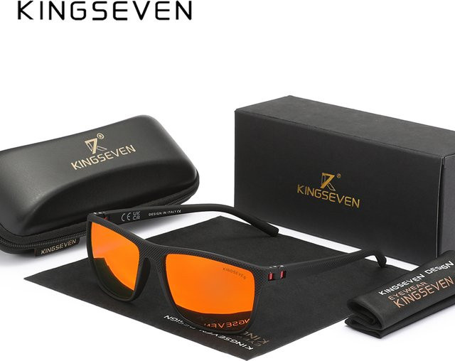 KINGSEVEN Sonnenbrille, Vollrand, rechteckig, orange, Unisex - Bild 1