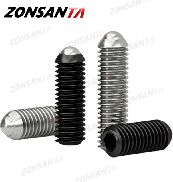 ZONSANTA Innensechskant-Kugelstößel-Set aus 304 Edelstahl, schwarze Madenschrauben der Güteklasse 12.9, M3 bis M12 - Bild 1