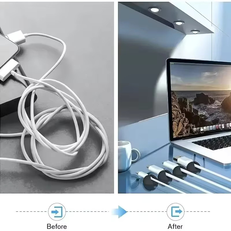 Selbstklebende Desktop-Kabelklemmen aus Kunststoff für Kabelmanagement im Büro, Zuhause oder Auto - Bild 3