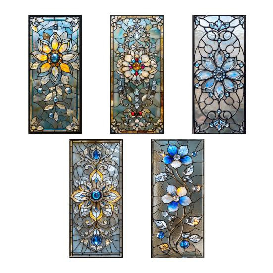 Shituqun Fenster Sichtschutzfolie mit floralem Design in Multicolor, abnehmbare Sonnenschutzfolie aus PVC für Wohnzimmer, Schlafzimmer und Küche - Bild 3