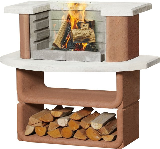 Buschbeck Grillbar Kansas in Weiss für Holzkohle und Holz, B/H/T: 65 x 101 x 110 cm - Bild 1