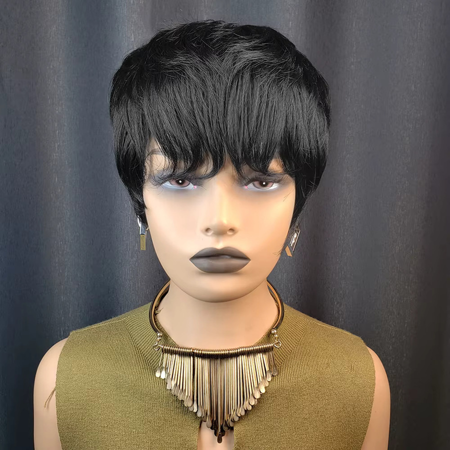 OYM HAIR Pixie-Perücke aus Echthaar, Schwarz, Damen - Bild 3