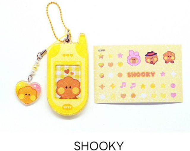 BT21 Minini Retro-Telefon-Schlüsselring, beige, Unisex - Bild 1