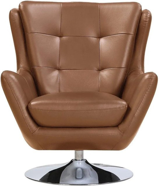 Vente-unique Anaba Sessel mit gerader Rückenlehne aus Büffelleder in Kamelbraun mit Metallrahmen und Armlehnen, Höhe: 81 cm - Bild 1