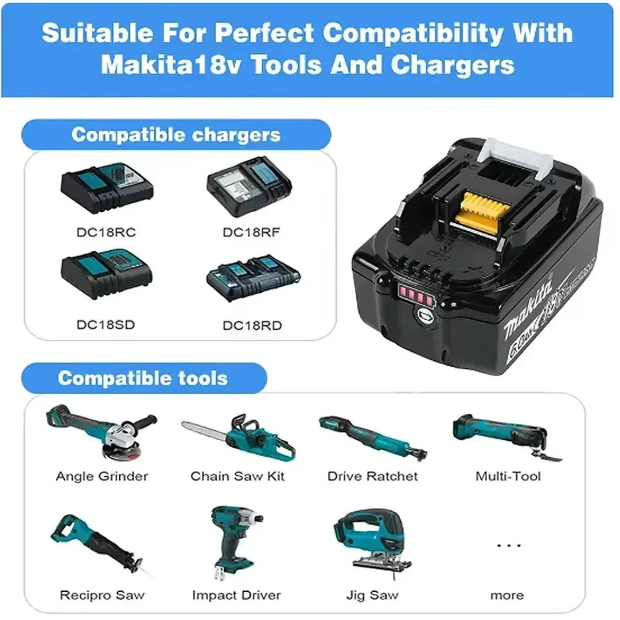 Makita 18V Lithium-Ionen-Akku 6000mAh Ersatzbatterie BL1860B für Bohrer - Bild 4