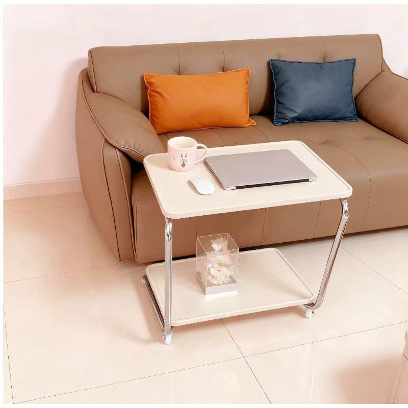 Mobiler Beistelltisch von LIUSHADUOLA mit Rollen, moderner Couchtisch aus MDF-Laminat für Wohnzimmer und Schlafzimmer, rechteckig, Schwarz oder Weiß - Bild 2