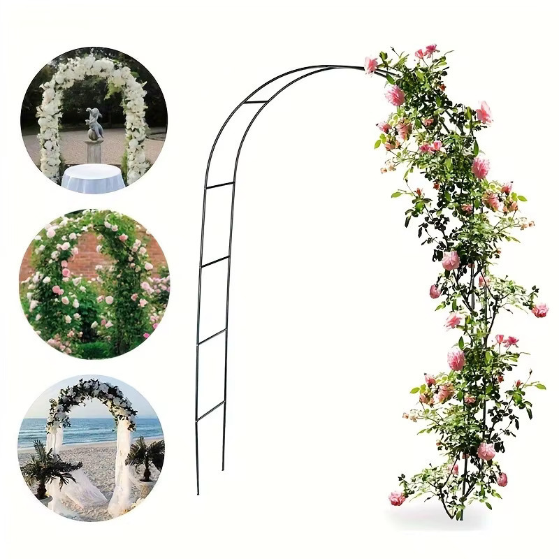 1-2Garden Metall Gartenbogen als Klettergerüst und Blumenständer in Schwarz, Höhe: 240 cm, Breite: 140 cm - Bild 2