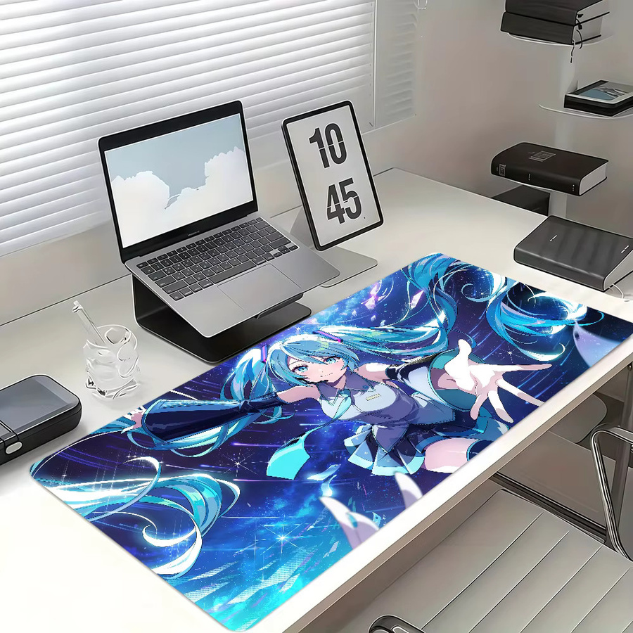 M-Miku Kawaii Mauspad im japanischen Stil, rutschfest und verdickt, große Schreibunterlage mit Lockedge für Gaming und Büro, Multicolour - Bild 2