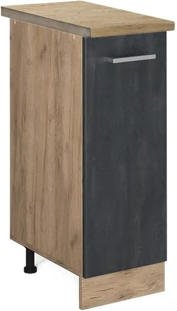 Vicco Apothekerunterschrank R-Line in Schwarz Beton und Eiche mit Arbeitsplatte - Bild 2