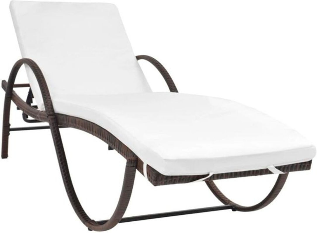 Prolenta Premium Sonnenliege aus Polyrattan mit Auflage in Braun und Weiß - Bild 1