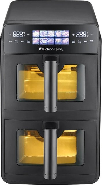 Melchioni Heißluftfritteuse mit Doppelkorb und Dual Zone Technologie, 2600W, Digital Display, Schwarz - Bild 1