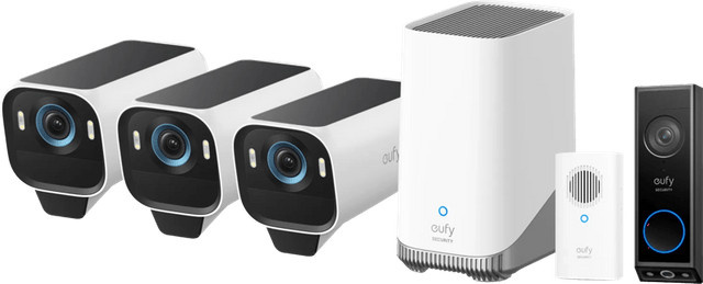 eufyCam S3 Pro 3er-Pack mit Video Doorbell E340 und Chime Sicherheitskamera-Set von eufy - Bild 1