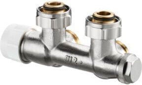 Oventrop Anschlussarmatur Multiblock T 3/4" x 3/4" AG, Eck-Zweirohrarmatur aus Messing, vernickelt, Silber - Bild 1