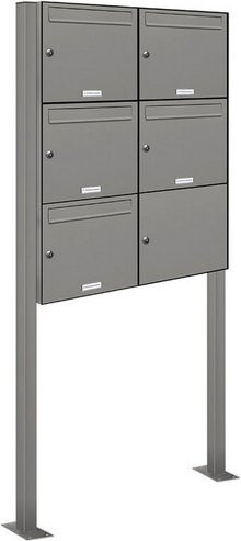 Freistehendes Briefkasten-System von AL BRIEFKASTENSYSTEME für 5 Parteien in Grau, B/H/T: 153,14 x 170,0 x 11,6 cm - Bild 1