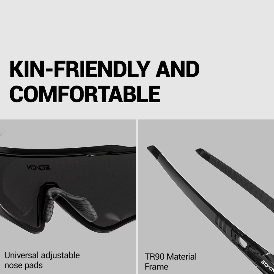 SCVCN Sportsonnenbrille, Unisex, Vollrand, Schwarz, UV400 - Bild 4