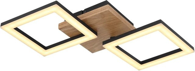 Globo LED-Deckenleuchte modern in Schwarz und Dunkelbraun Holz, B/T/H: 22,5 x 46 x 7 cm - Bild 1
