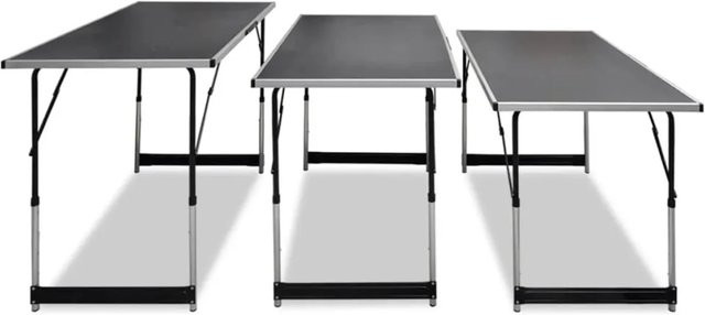 3er Set vidaXL Tapeziertische klappbar und höhenverstellbar in Schwarz mit MDF-Platte - Bild 1