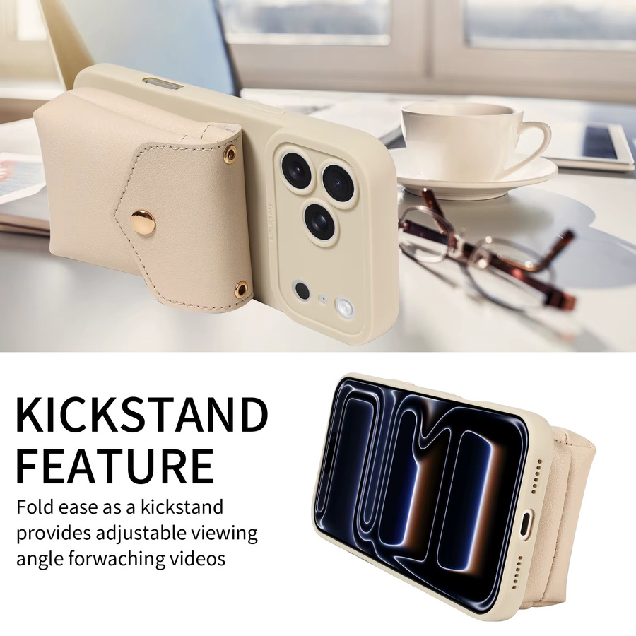 Stoßfeste Leder-Brieftaschenhülle für iPhone Modelle in Blau und Beige - Bild 3