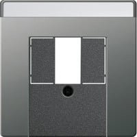 Gira Abdeckung für Telekommunikationsanschluss und USB mit Beschriftungsfeld, Grau, Edelstahl, IP20 - Bild 1