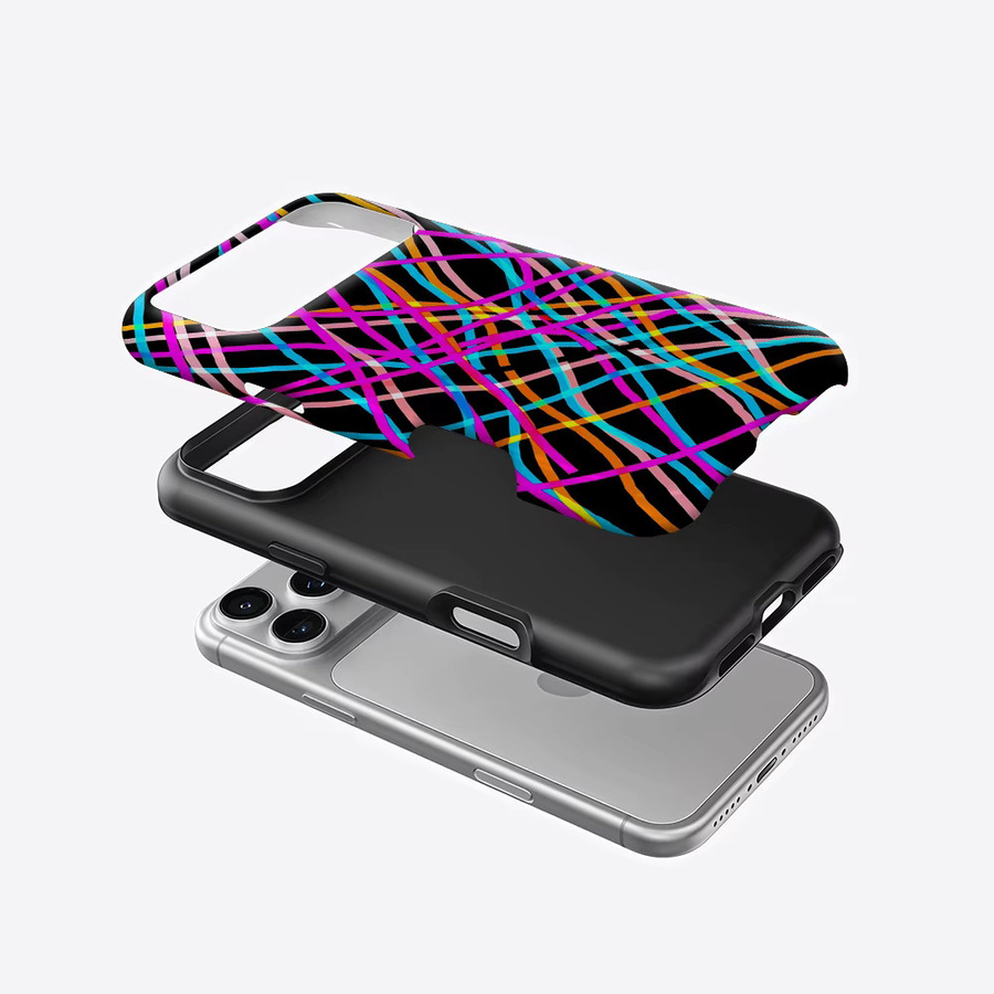 Potdemiel Neon Streak Magnetische Handyhülle für iPhone 17 16 15 14 13 Pro Max Plus, Robuste Doppel-Schicht-Hülle, Multicolour - Bild 2