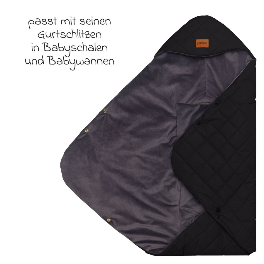 Fillikid Einschlagdecke Palü für Babyschalen und Babywannen, Schwarz - Bild 2