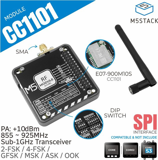 M5Stack CC1101-Modul in Schwarz (855 – 925 MHz) - Bild 1