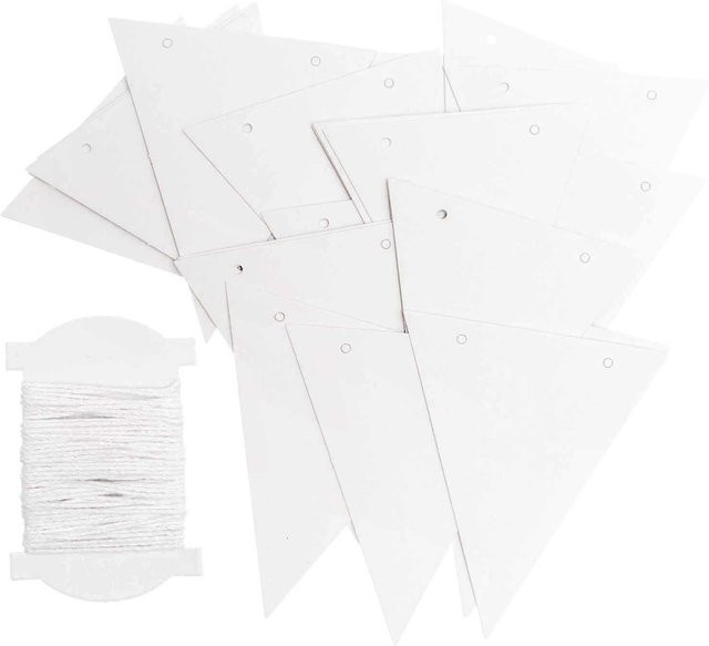 Rico Design Papierwimpel in Weiß, 24 Stück, Dreiecke an Band, B: 6,5 cm, H: 7,5 cm - Bild 1