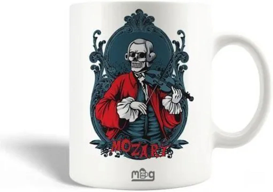 CAPACHEAP Keramiktasse Skull Mozart in Weiß im Vintage-Design - Bild 1
