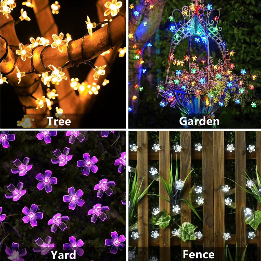IEEYEEY Solar-LED-Lichterkette Kirschblüten in Schwarz für Garten und Außenbereich mit 8 Modi und Dämmerungssensor - Bild 3
