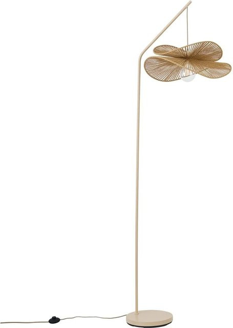 QAZQA Art Deco Stehlampe in Beige mit Rattan-Schirm aus Metall - Bild 1