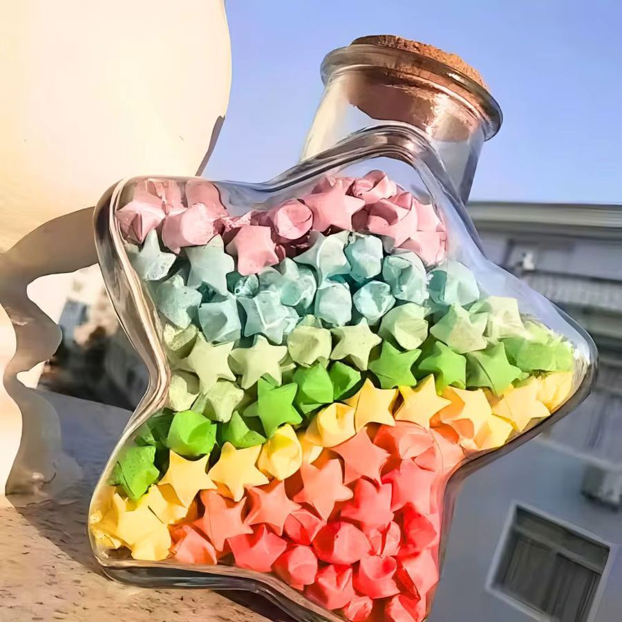 YMY Sternfaltungspapier Set mit 540 Blatt in 10 hellen Farben für DIY Glücksstern- und Bastelarbeiten - Bild 4