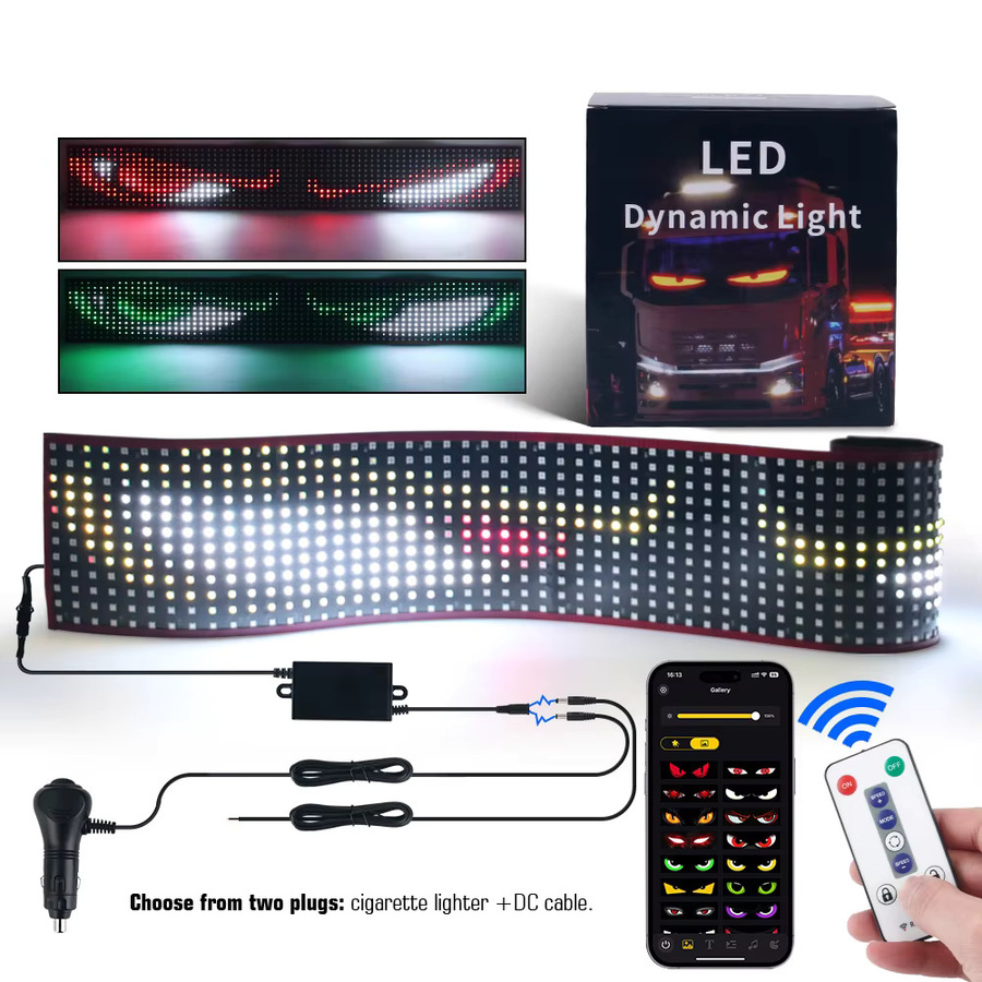 KALADA LKW LED-Ambientebeleuchtung Teufelsauge RGBIC LED-Matrix-Pixel-Panel mit programmierbarer Laufschrift und dynamischer Animation in Schwarz - Bild 4