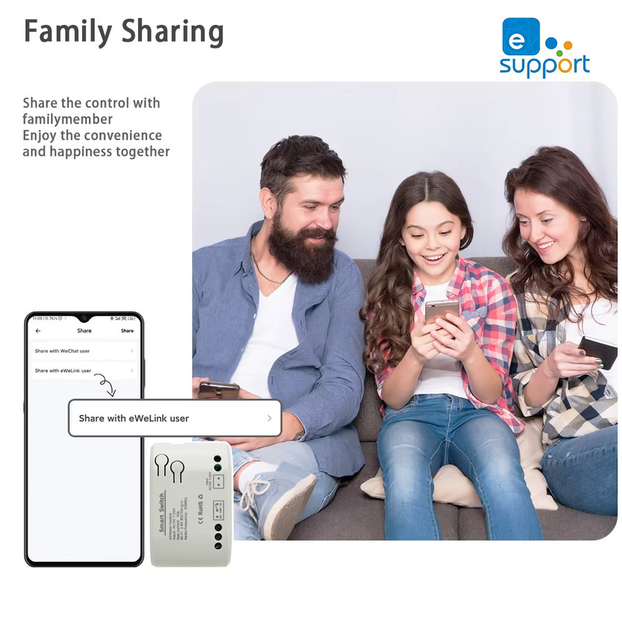 EWelink WLAN Smart Switch Relais mit Trockenkontakt NO NC COM, RF433 Fernbedienungsmodul für Alexa, Weiß - Bild 4