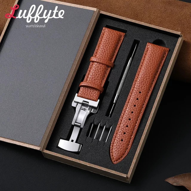 luffyte Uhrenarmband Leder, Schmetterlingsschnalle, Unisex - Bild 1