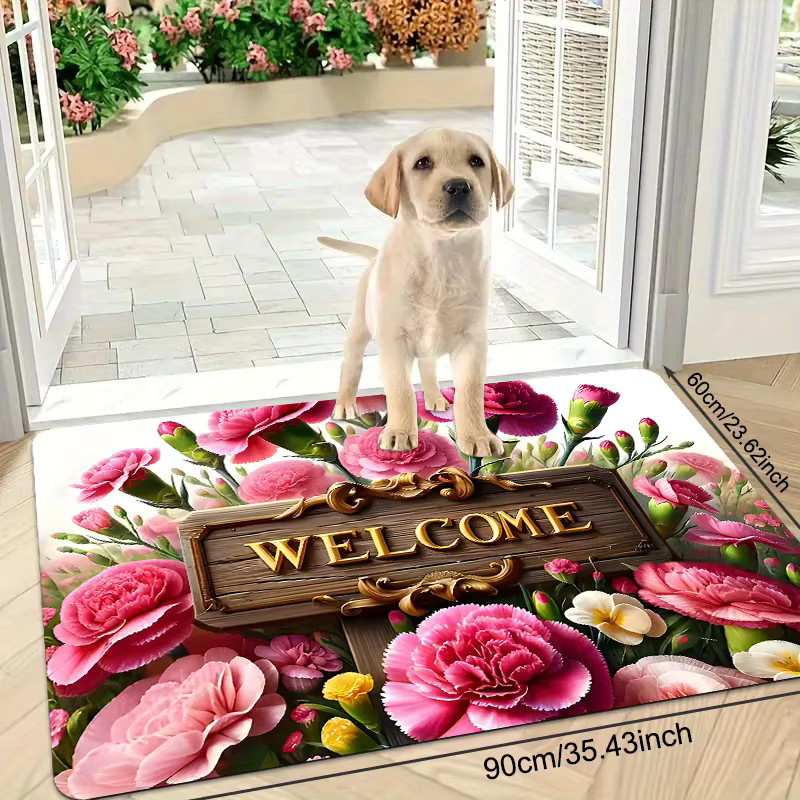 VIKAMA Bodenmatte mit Nelken-Design, rutschfest und wasserabsorbierend, rosa, B/T: 60 x 40 cm - Bild 6