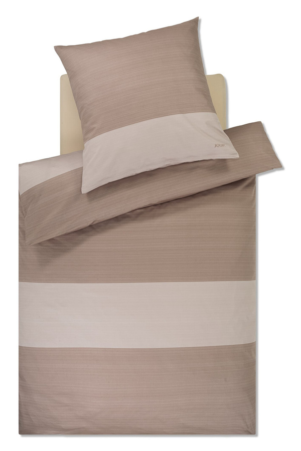JOOP! Split 4118 Bettwäsche Set aus Mako-Satin mit Kissenbezug, gestreift, Beige Blau Pink, B/T/H: 200 x 200 cm, Kissenbezug: 40 x 80 cm - Bild 1