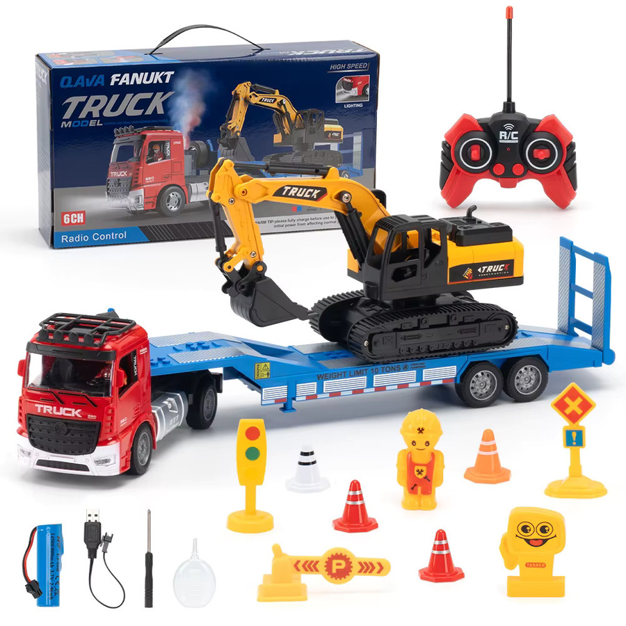 Teeggi 6CH RC Flachbett-LKW mit Trägheitsbagger, ferngesteuertes Elektroauto, ab 6 Jahren - Bild 3