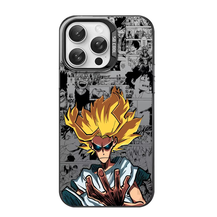 All Might Anime Handyhülle für iPhone 11 bis 17 Pro Max, mehrfarbig, matt mit Laser-Effekt und metallischem Aurora-Design - Bild 4