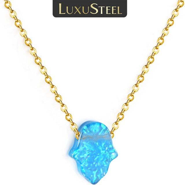 LUXUSTEEL Halskette, Abalone Muschel, blau, Damen - Bild 1