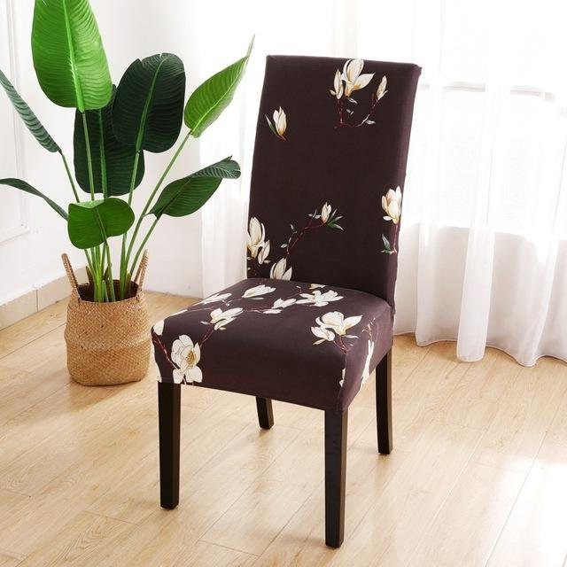 Blumen-Serie Stuhlbezug Weißer Regen mit floralem Druck, waschbare Stretch-Stuhlhussen aus Polyester-Elastan für Esszimmer und Hotel, Mehrfarbig - Bild 1